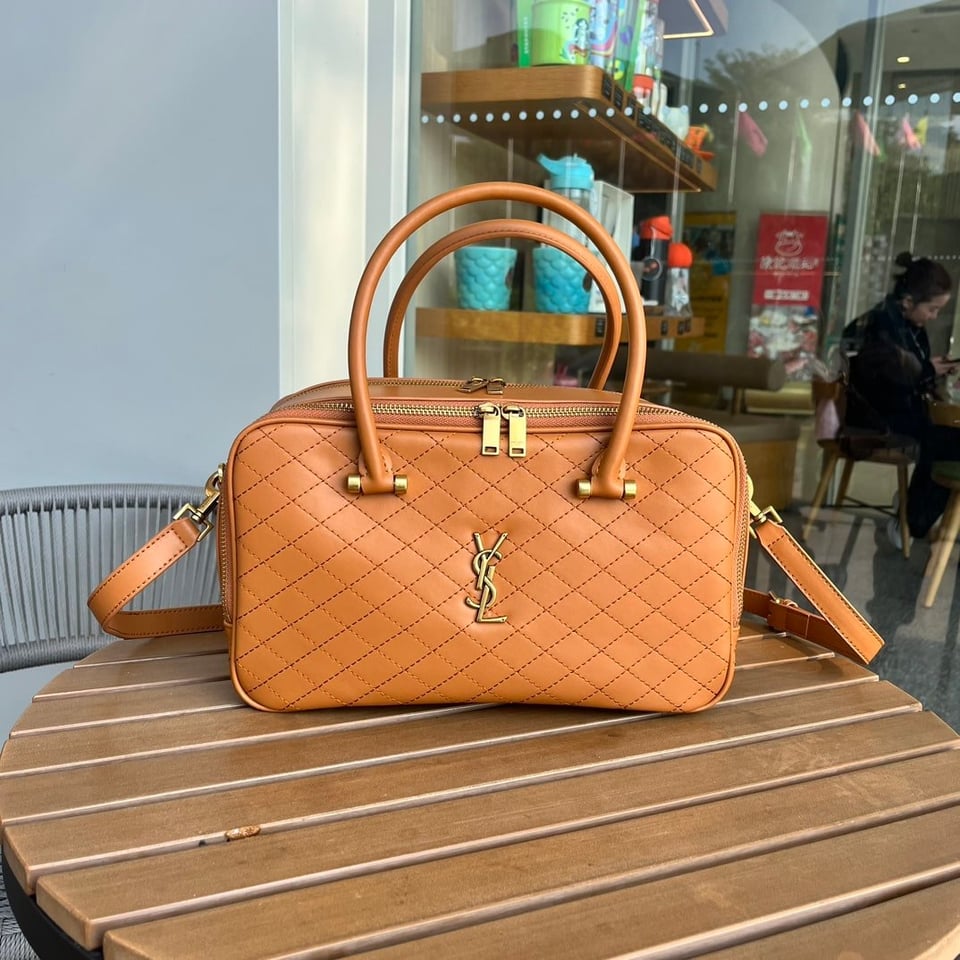 Saint Laurent Lyia Duffle In Quilted Brown 31Cm view 11