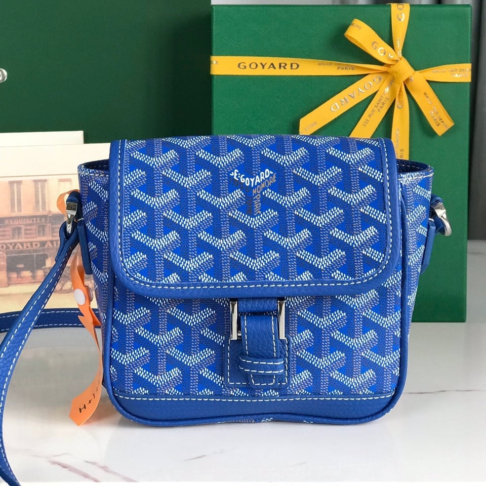 Goyard Grand Bleu 16cm Sapphire Blue Goyardine Canvas And Lambskin