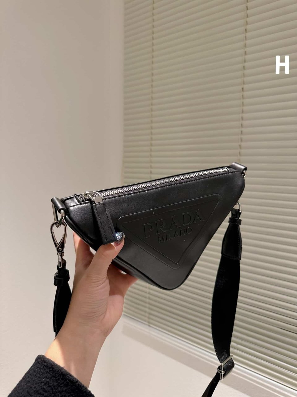Prada Triangle Leather Mini Bag Black 27Cm view 8