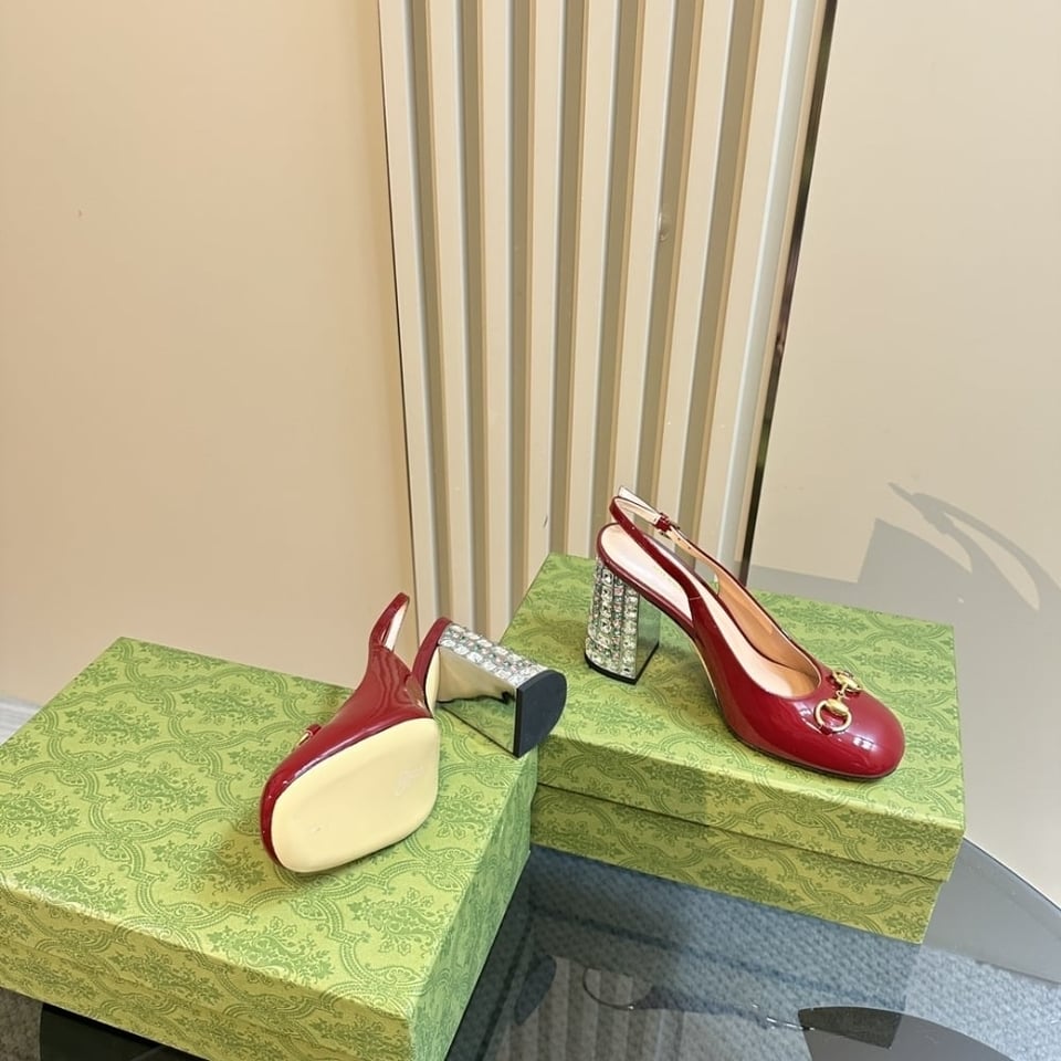 Gucci Women’S Horsebit Pump With Crystals Red view 4