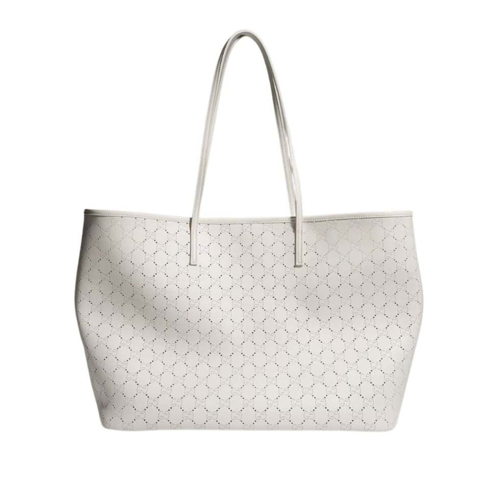 Gucci Tribeca Large Tote Bag 38cm/15in White Leather GG 874745
