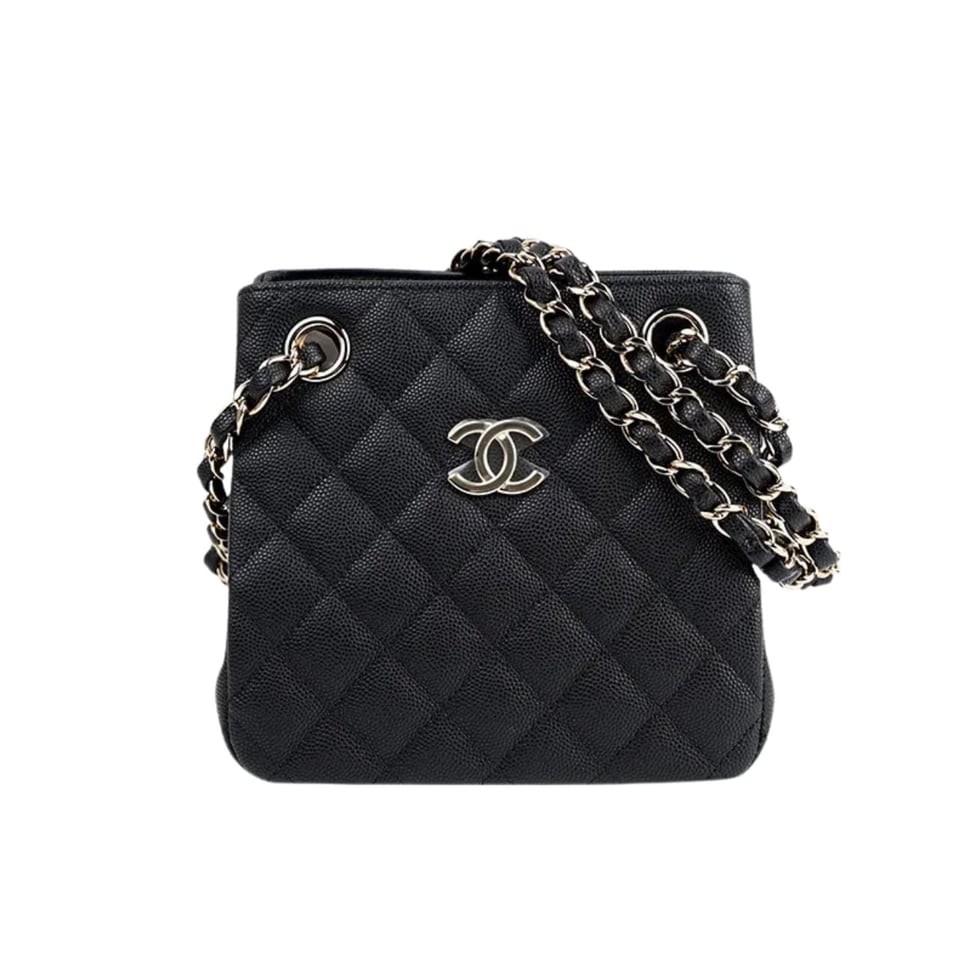 Chanel Grained Embossed Hobo Bag Black 17Cm/6.7in view 2