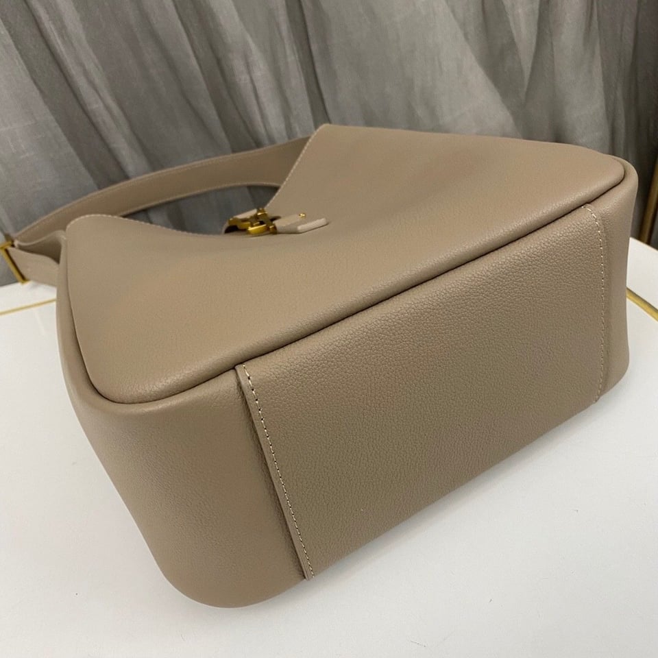 Saint Laurent Le 5 A 7 Soft Small Hobo Bag In Smooth Leather Grey view 10