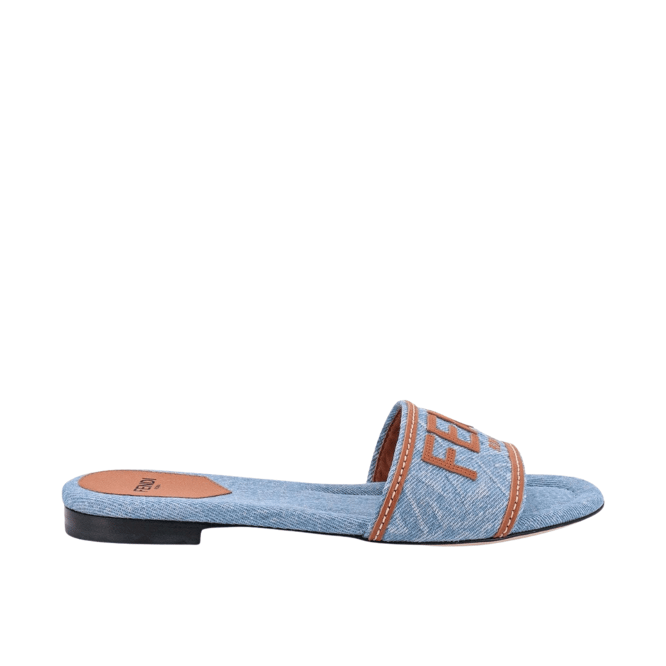 Fendi Signature Light Blue Denim Slides view 2