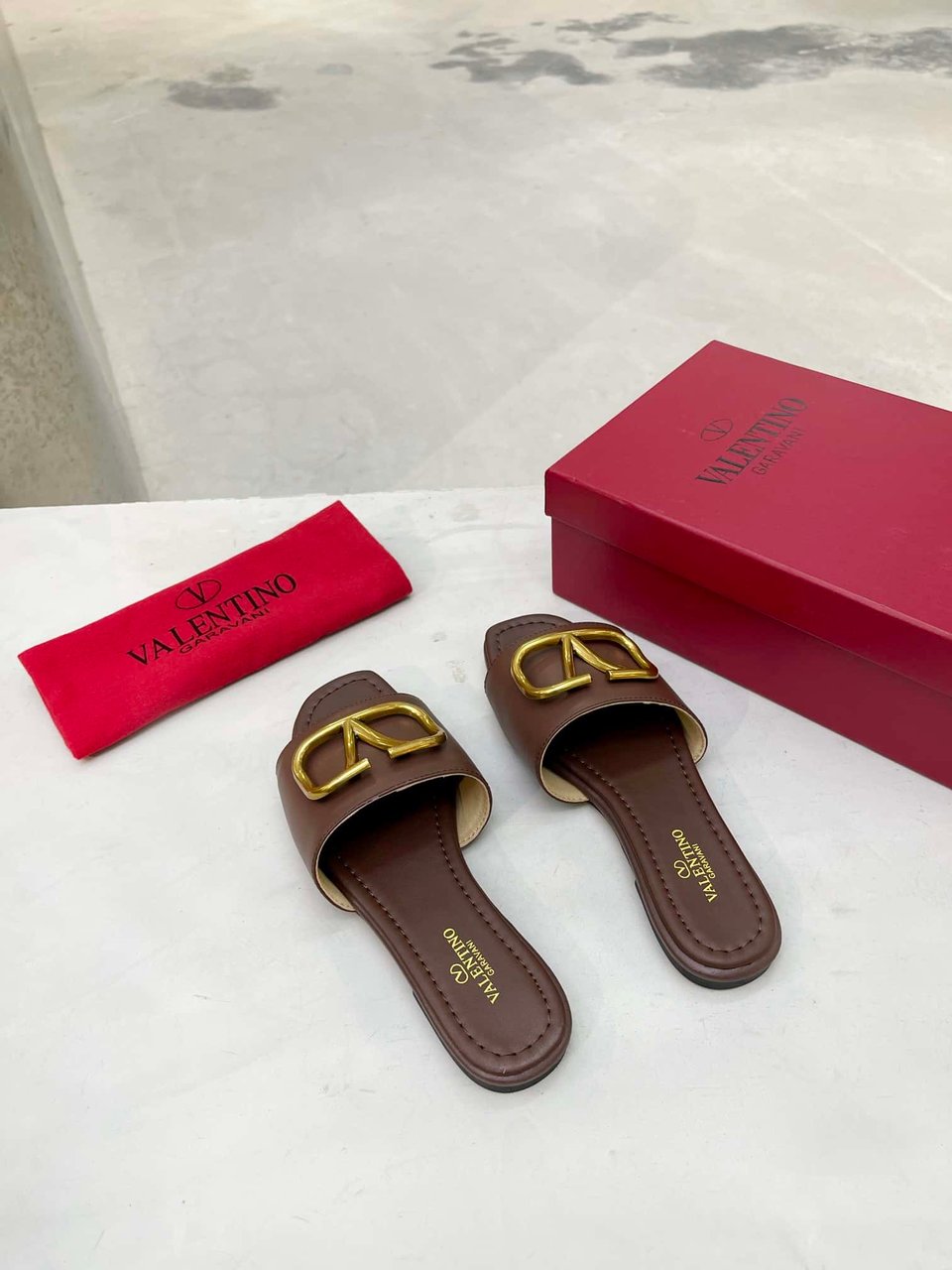 Valentino Garavani Vlogo Signature Slide Sandal Brown view 9