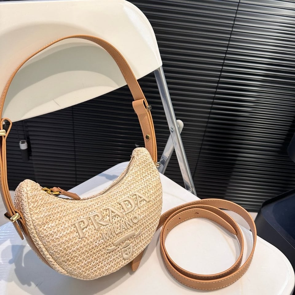 Prada Arqué Crochet Shoulder Bag Natural 22Cm view 3