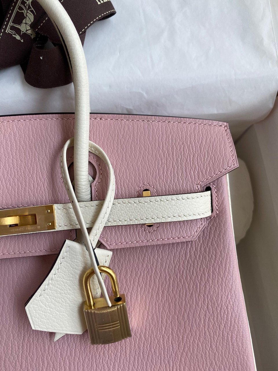 Hermes Birkin 25Cm Light Pink Chevero Mysore Leather Gold Hardware view 9