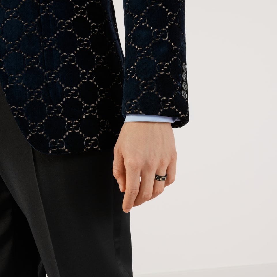 Gucci Icon Ring With Yellow Gold Interlocking G Black view 5