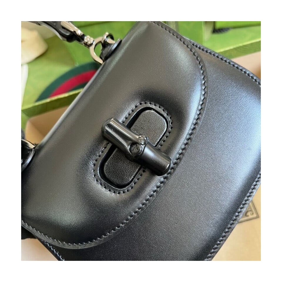 Gucci Mini Top Handle Bag with Bamboo Black view 8