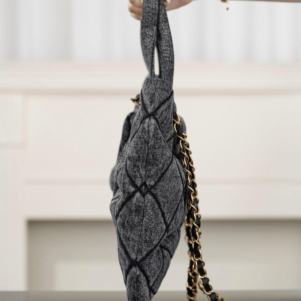 Chanel Grey Bow Pattern Chain Shoulder Bag view 6