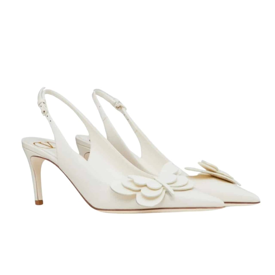Valentino Garavani Papier Phalène Slingback Pumps White view 2