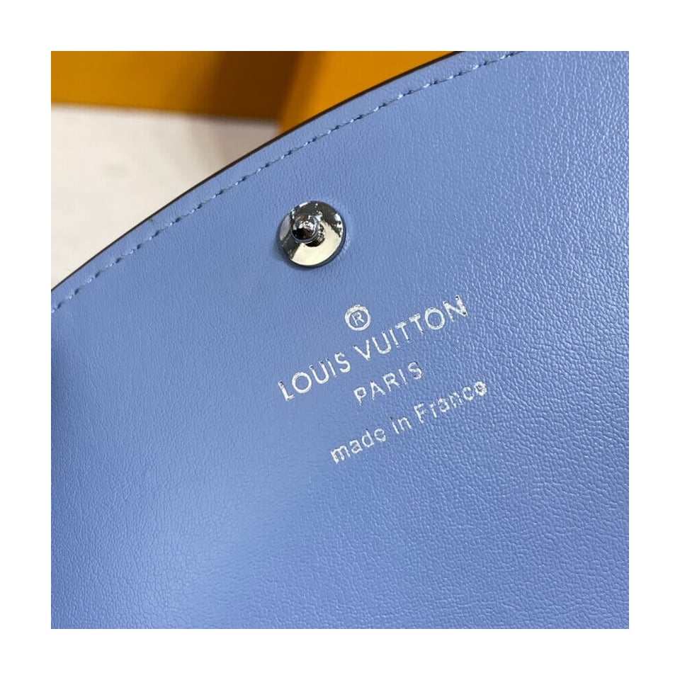 Louis Vuitton Iris Compact Wallet in Blue Gradient Mahina Perforated Leather view 9