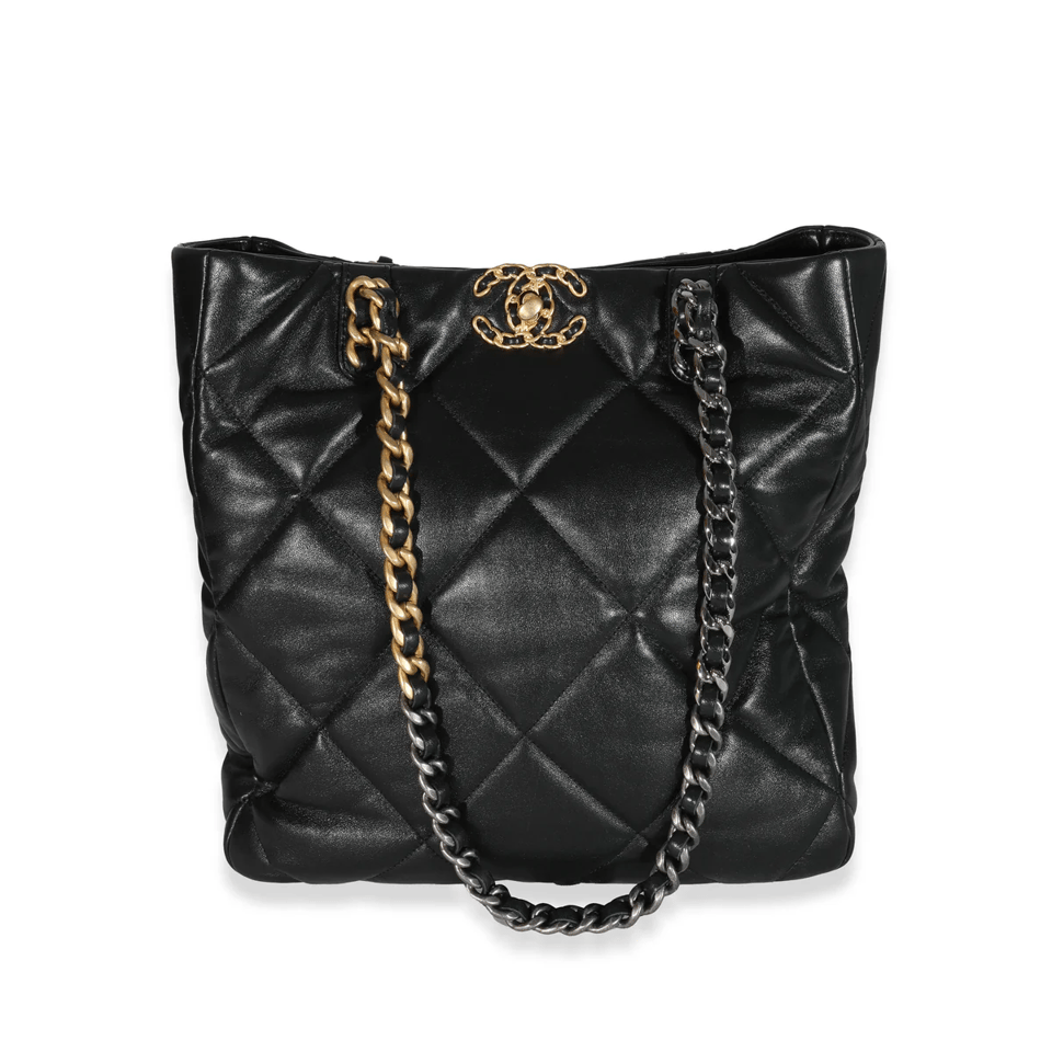 Chanel 19 Black Lambskin Quilted Shopping Bag 37cm view 2