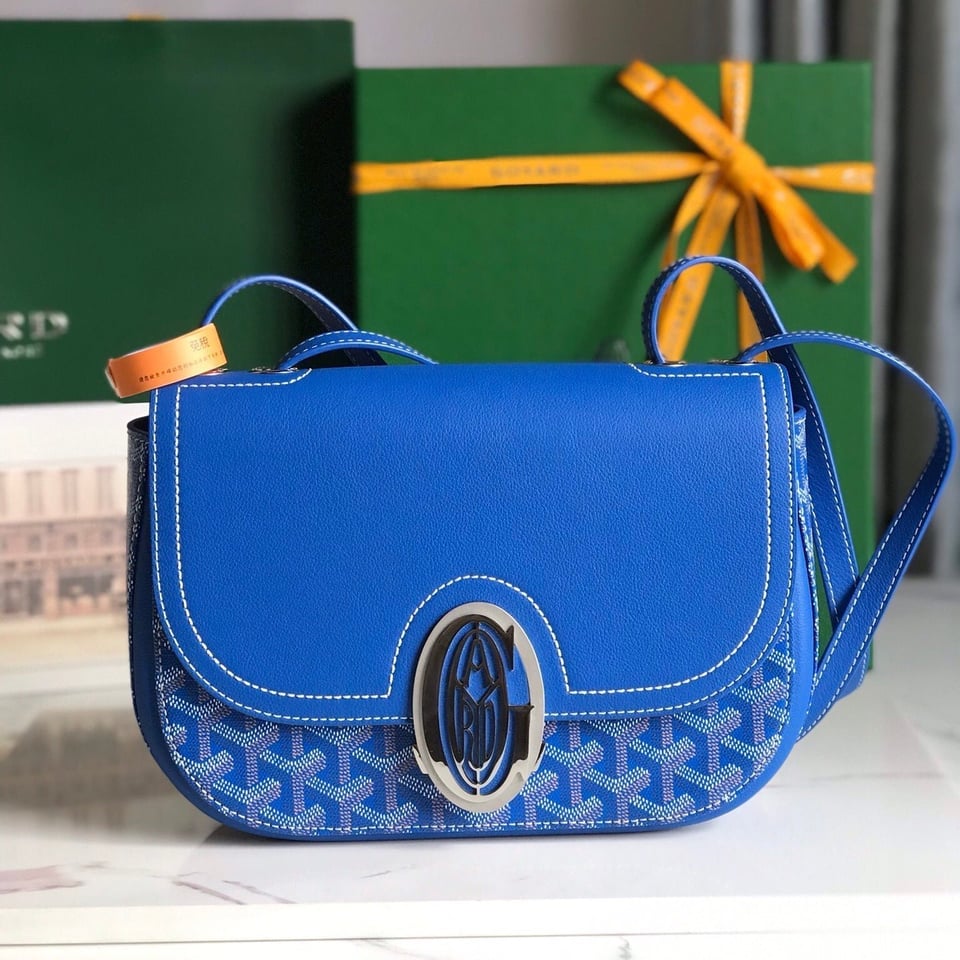 Goyard 233 Bag 25 Cm Sapphire Blue Calfskin And Goyardine Canvas 25cm view 3