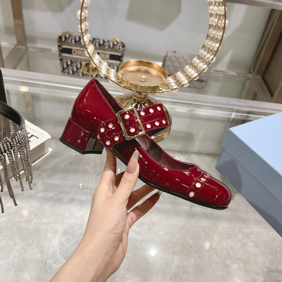 Prada Patent Leather Mary Jane Pumps Red view 5