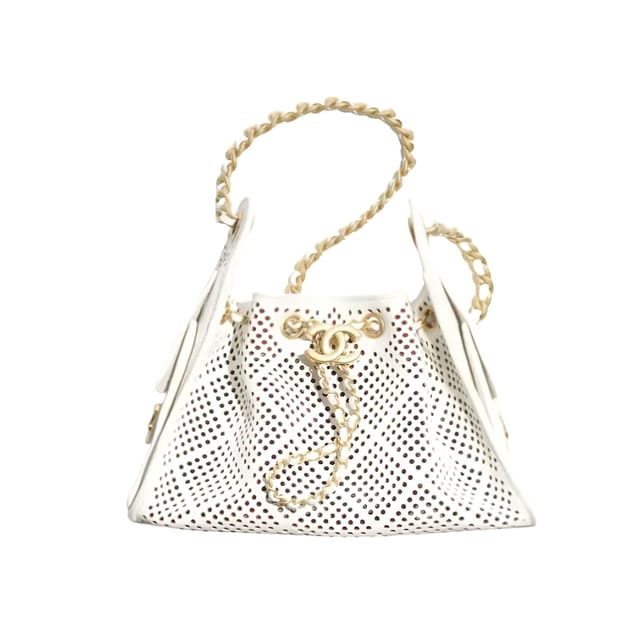 Chanel See Through Drawstring Bucket Bag Calfskin 22cm/8.7in
