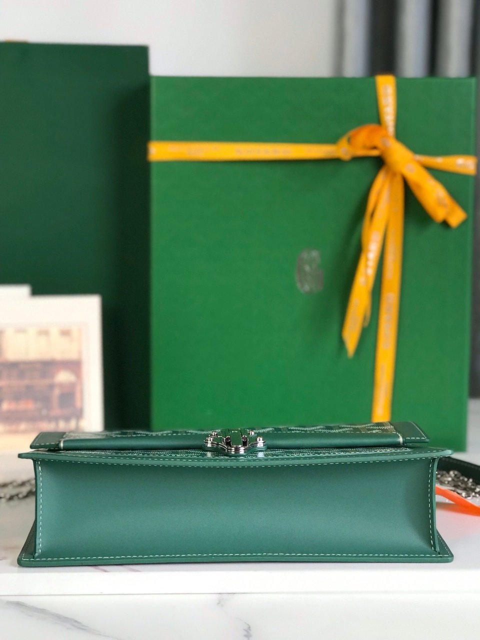 Goyard Duchesse Marie-Caroline Bag 25 Cm Green Goyardine Canvas And Smooth Calfskin view 6