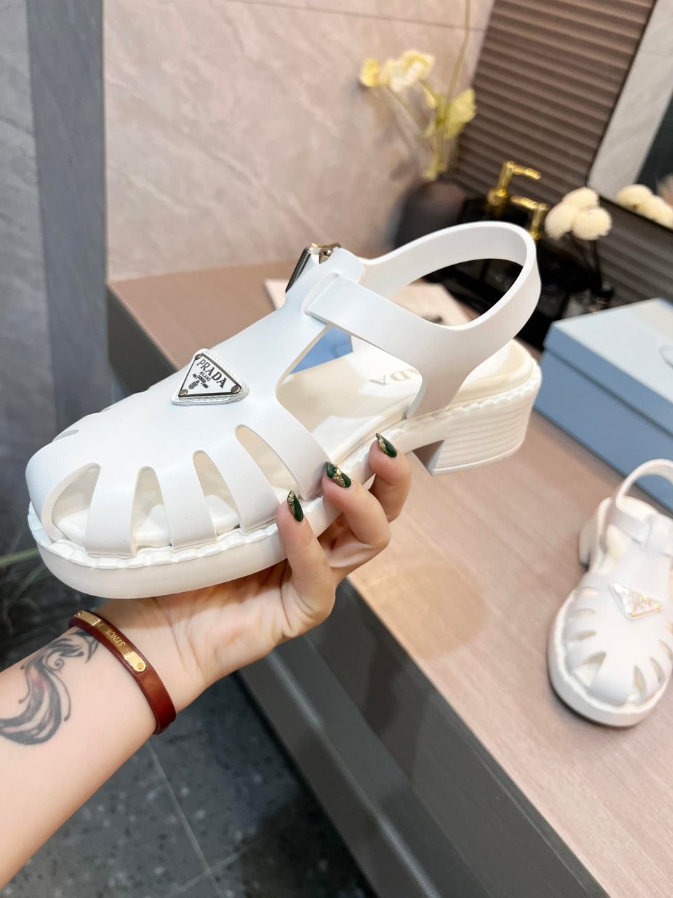 Prada Sporty Foam Rubber Sandals White 1X857M 3Lkk F0009 F 50 view 10