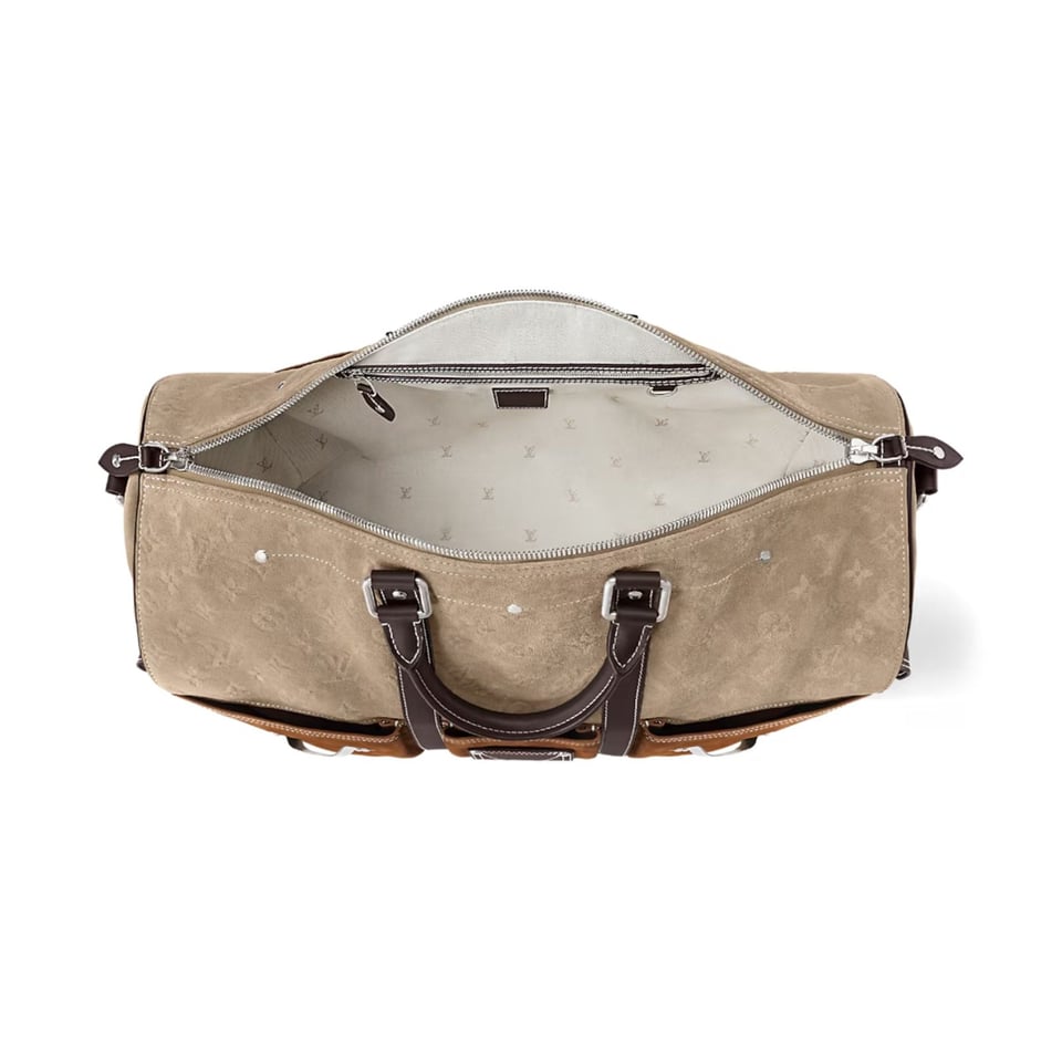 Louis Vuitton Keepall Bandoulière Bag 50cm/19.7in Tan Monogram Suede Leather M26127 view 5