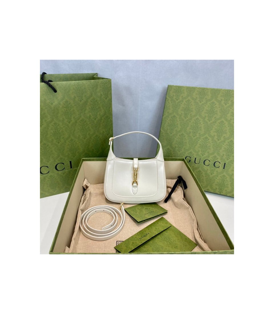 Gucci Jackie 1961 Mini Hobo Bag In White Leather 19cm view 11
