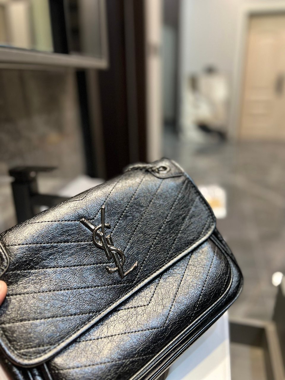Saint Laurent Niki Baby Chain Bag In Black view 3