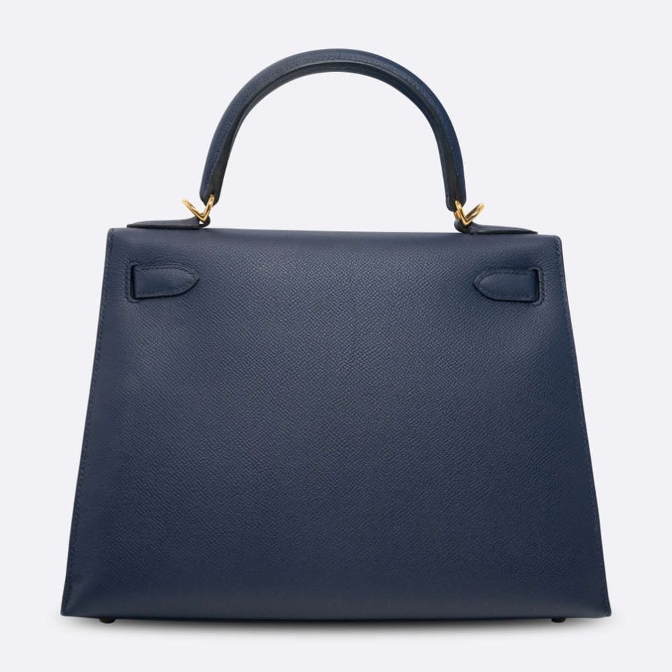 Hermes Kelly 28 Bag In Blue Sapphire Leather For Women 28cm/11in view 5