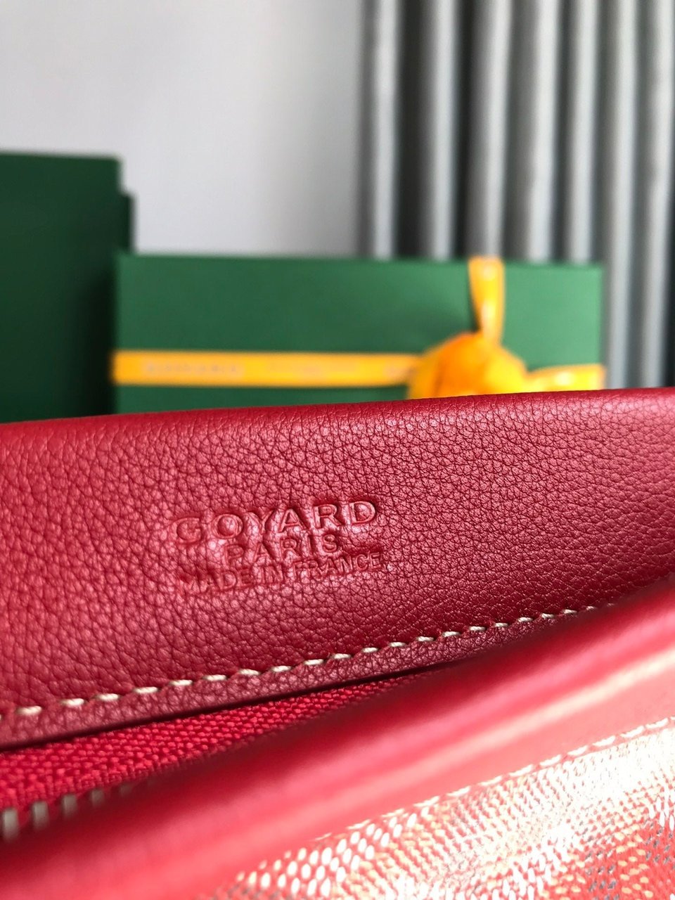 Goyard Conti Pouch 24cm Classic Red Lambskin And Goyardine Canvas view 5