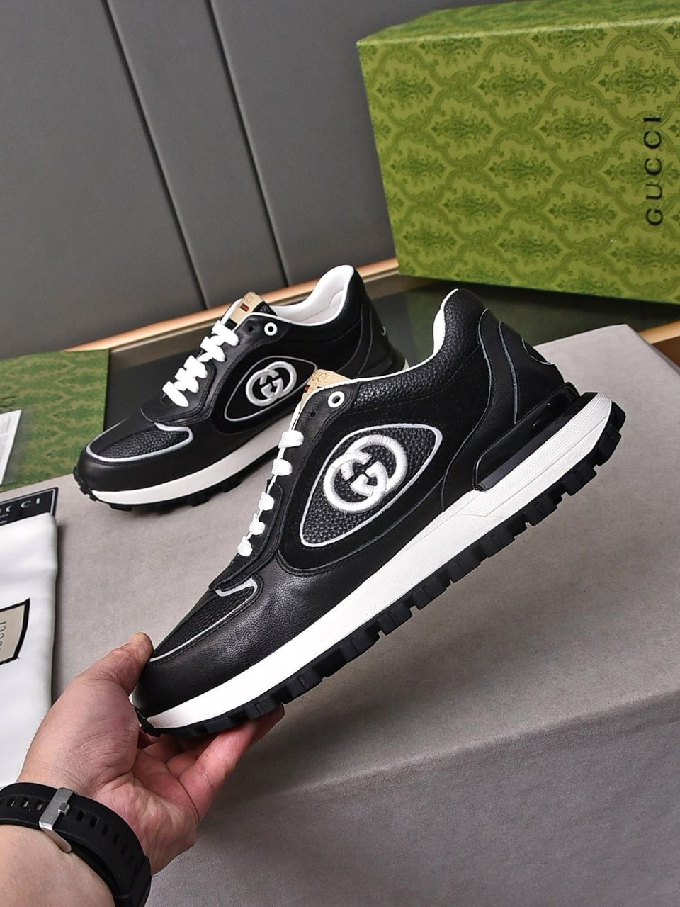 Gucci Double G Men’S Run Sneaker Black view 3