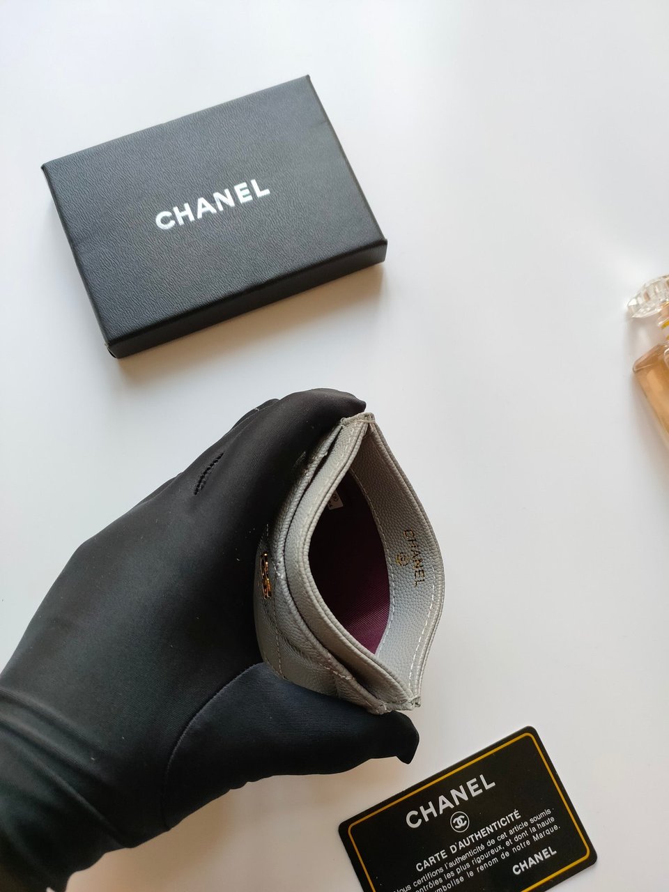 Chanel Card Holder 11.2 Gray Grained Calfskin Gold Icon view 5