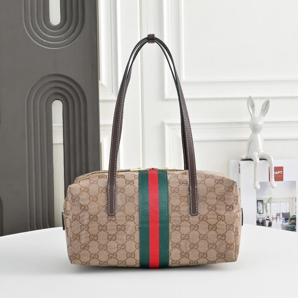 Gucci Melrose Medium Boston Bag 29cm/11.4in Sand And Brown GG Canvas 875228 FAF79 8547 view 2