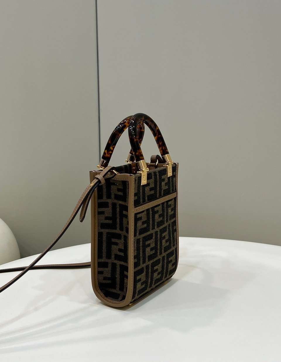 Fendi Mini Sunshine Shopper Brown Ff Fabric Mini Bag 18Cm view 3