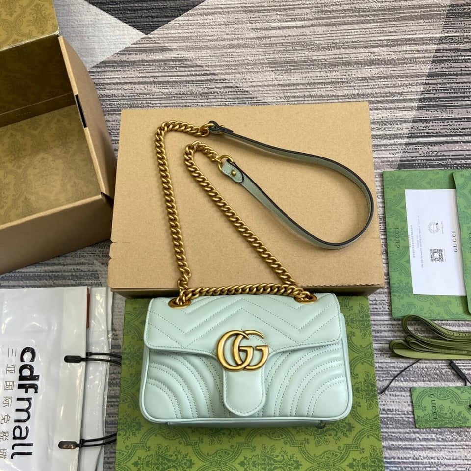 Gucci GG Marmont Matelasse Mini Bag Pale Green view 6