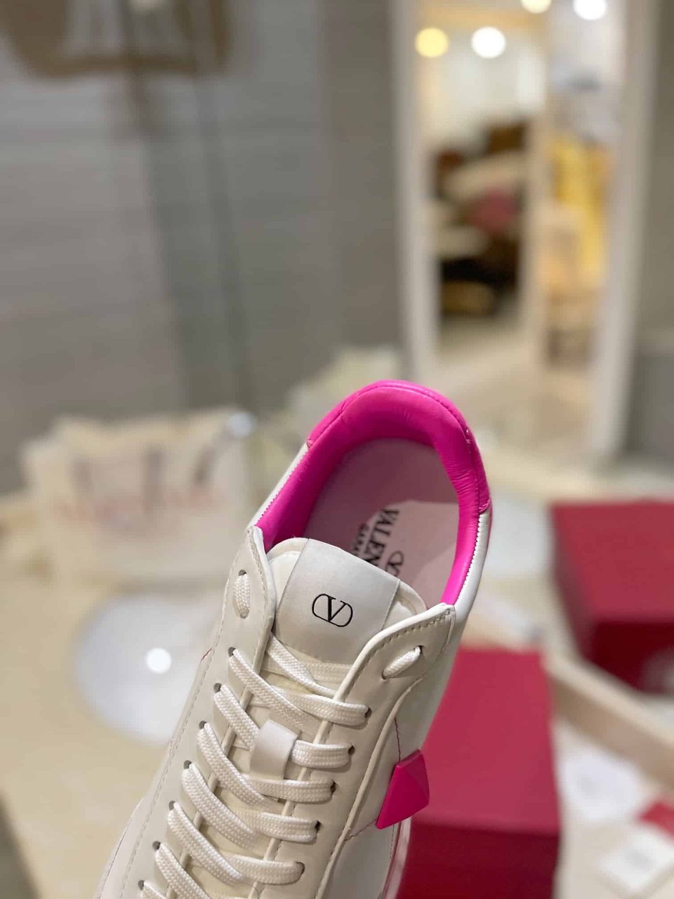 Valentino Garavani Stud Around Low Top Calfskin And Nappa Leather Sneaker Pink view 6