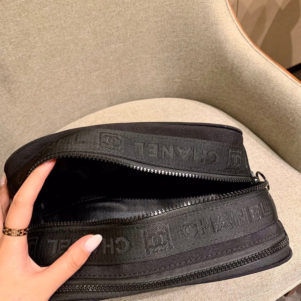 Chanel Sport Line Clutch Bag 26 Black Canvas view 4