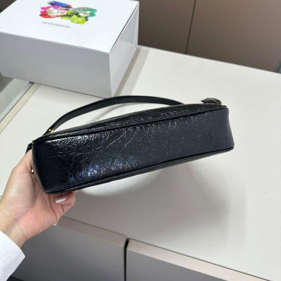 Prada Re Edition Mini Bag In Naplak Patent Leather Black 28Cm view 9
