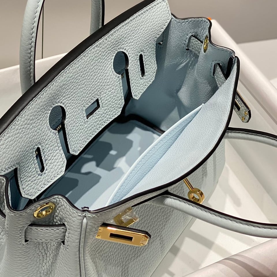 Hermes Birkin 20Cm Blue Pale Togo Leather Gold Hardware view 10