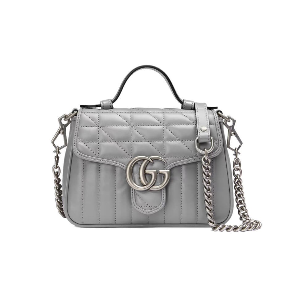 Gucci GG Marmont Grey Matelasse Leather Mini Top Handle Bag view 2