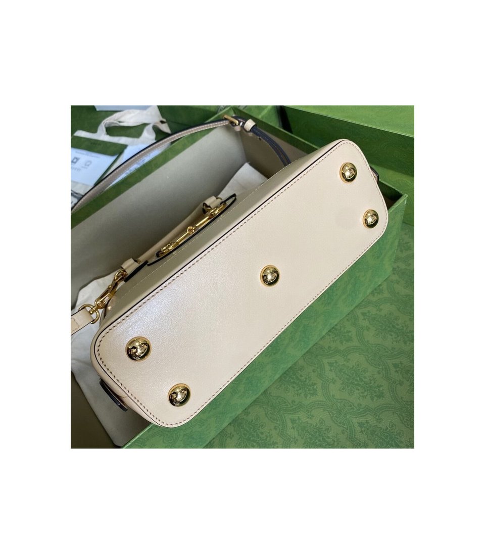 Gucci Horsebit 1955 Small Top Handle Bag in Wheat Leather view 4
