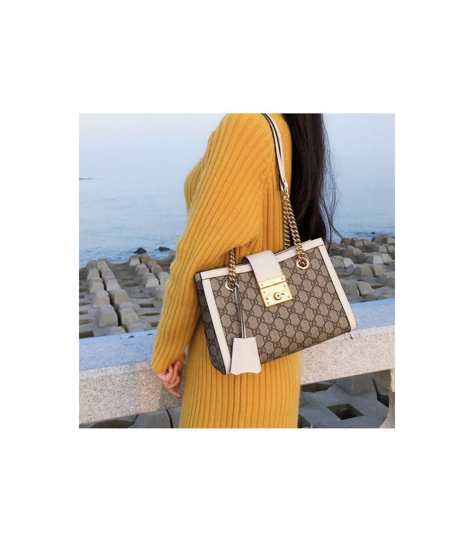 Gucci GG Supreme Padlock Small Shoulder Bag White view 5