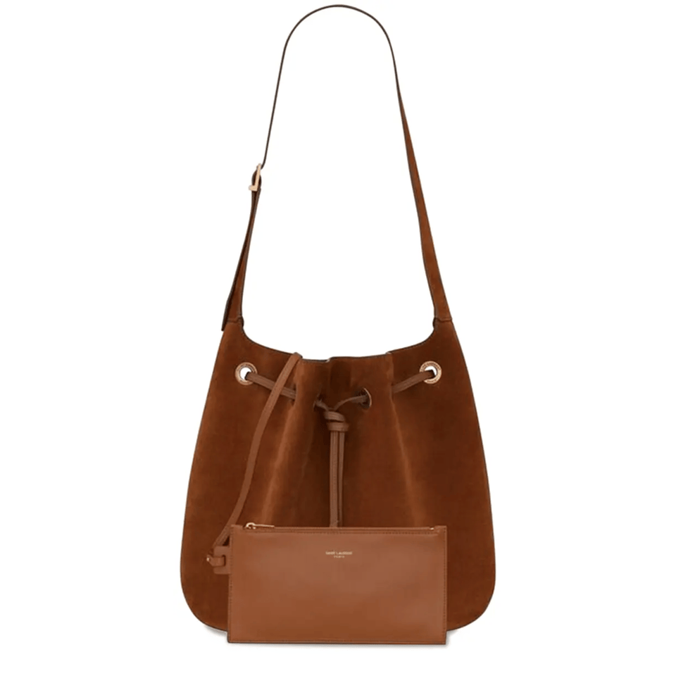 Saint Laurent Paris Vii Medium Flat Hobo Bag In Smooth Leather Brown 28Cm view 3