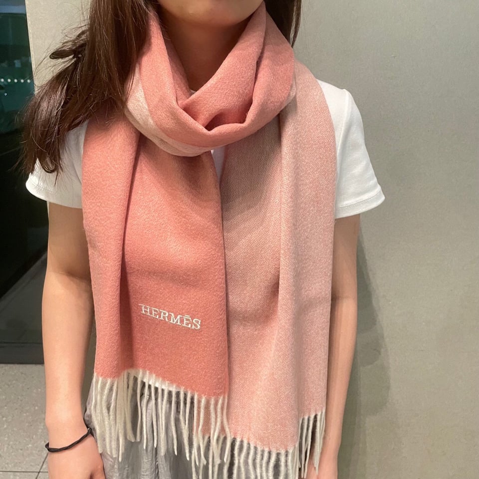Hermes Cashmere Scarf Ombre Pink For Women 180cm view 7