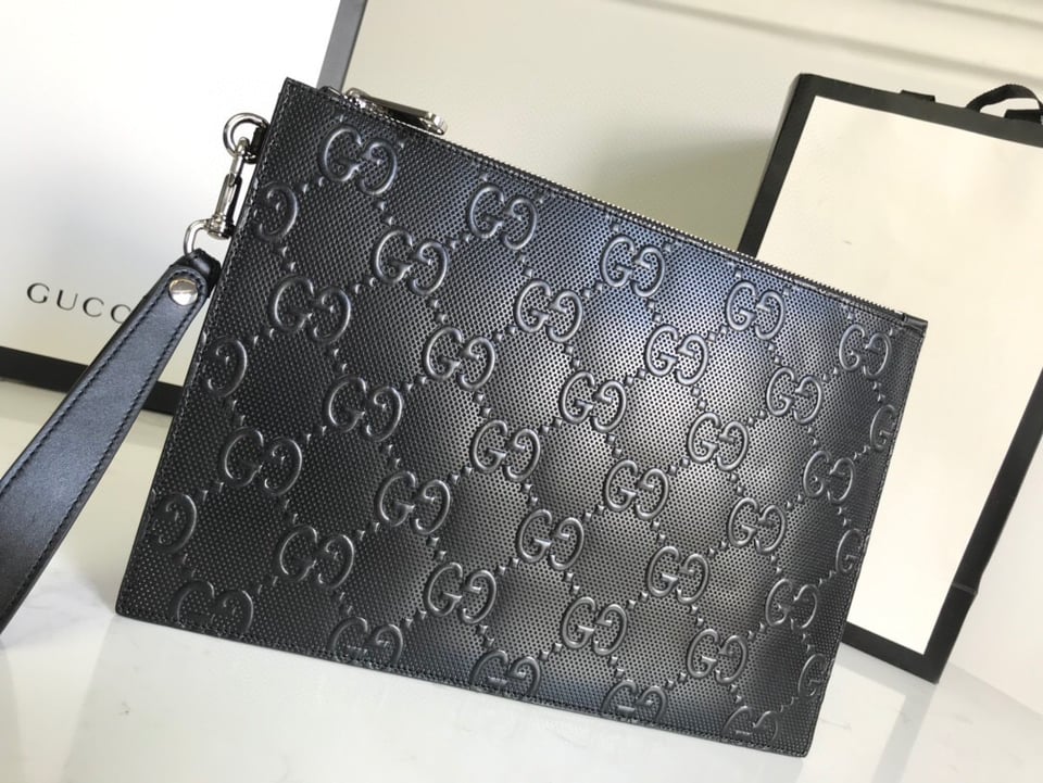 Gucci GG Embossed Pouch Black 12in/31cm For Men view 9