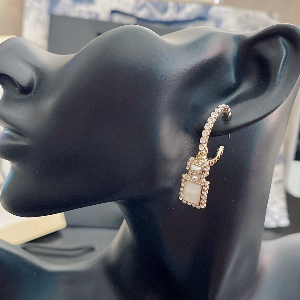 Chanel Cc And Perfume Bottle Hoop Earrings view 9