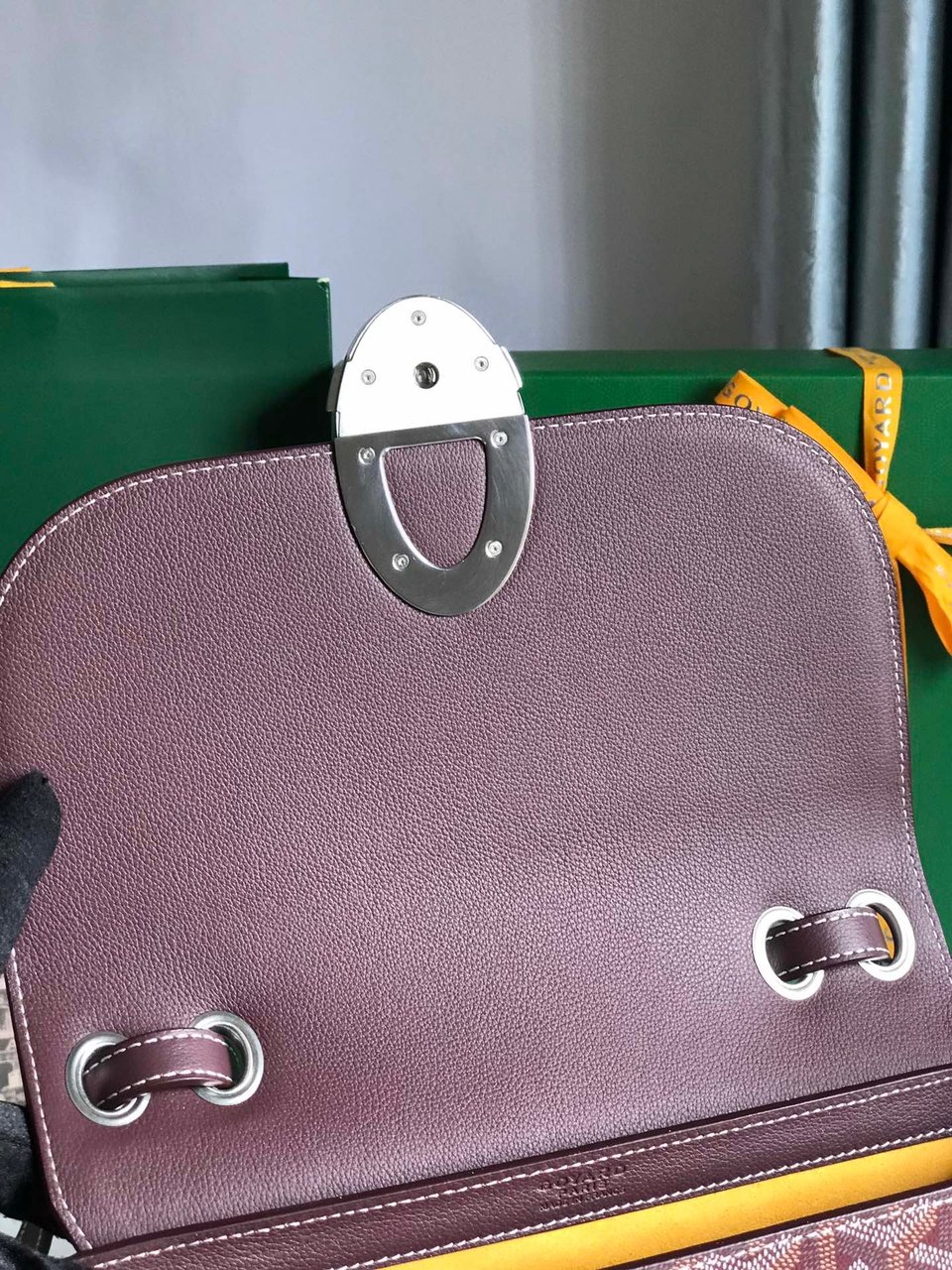 Goyard 233 Bag Wine Red Calfskin And Goyardine Canvas 25cm view 6