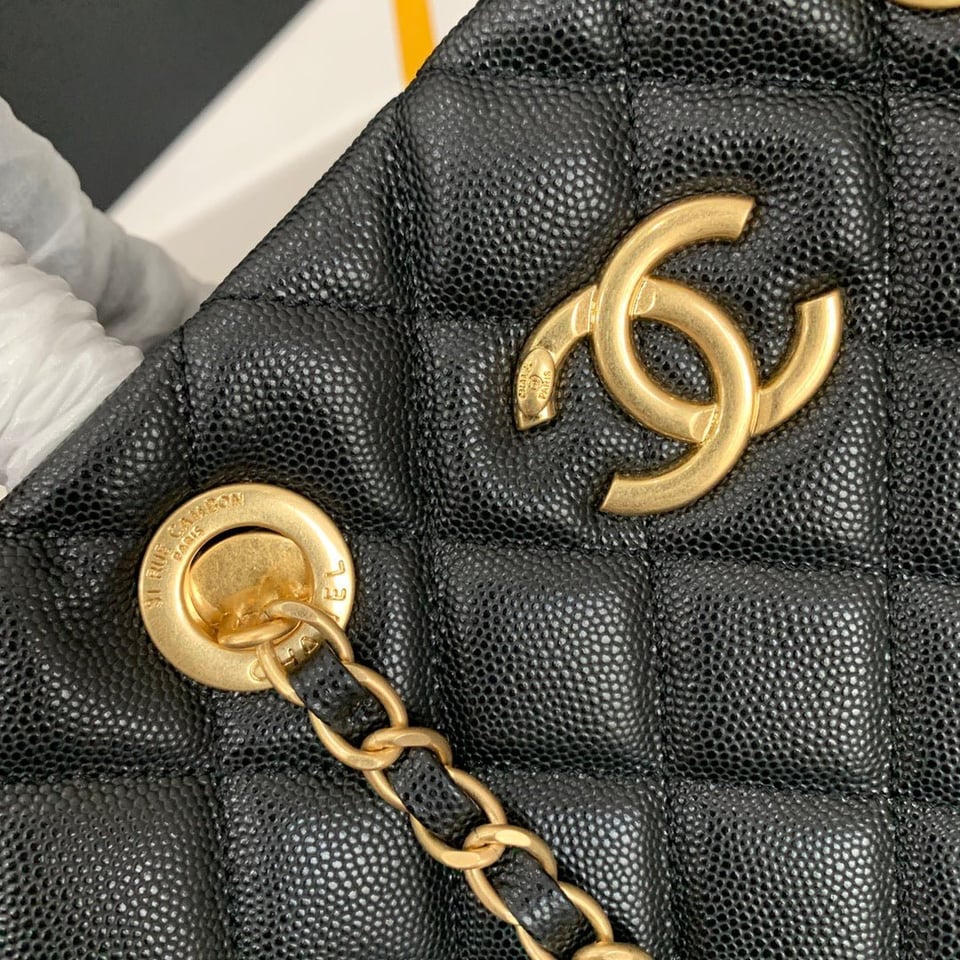 Chanel Shopping Bag 30Cm Black Quilted Caviar Leather Ghw view 10