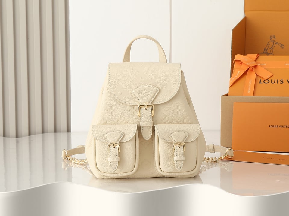 Louis Vuitton Backup Backpack – Monogram Empreinte Leather Cream M47106 22cm/ 8.7cm view 12