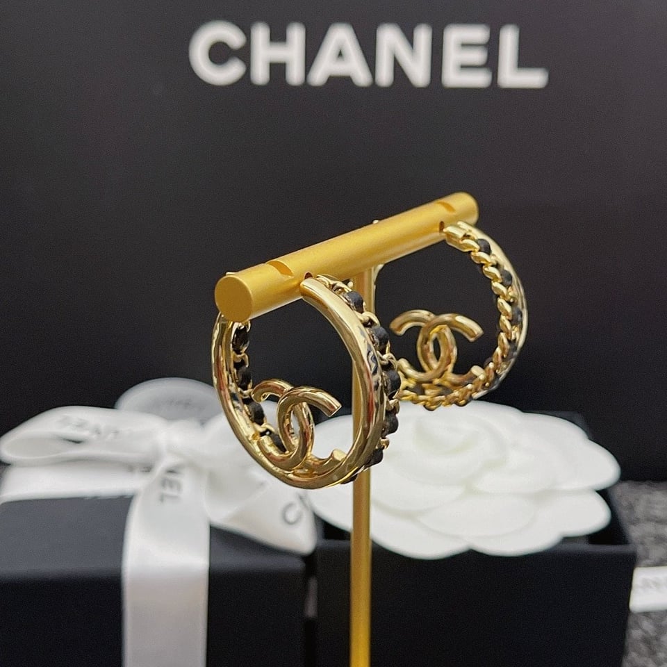 Chanel Gold Toned Metal With Cc Logo Earrings view 6
