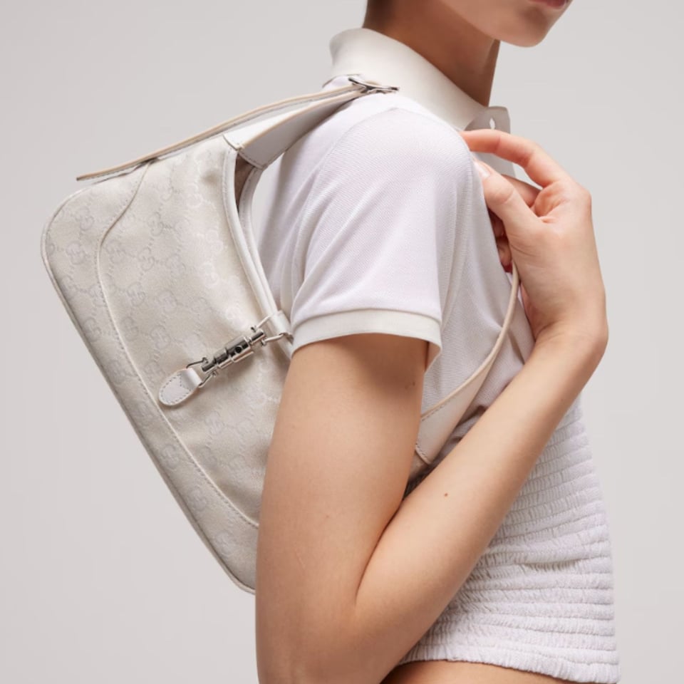Gucci Jackie Slim Medium Shoulder Bag 27.9cm/11in Ivory GG Canvas 874744 view 2
