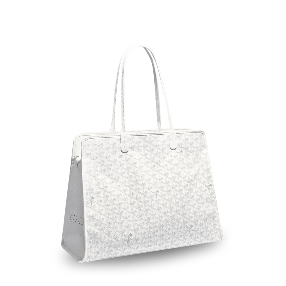 Goyard Hardy Pm Bag 40 Cm White Goyardine Canvas And Taurillon Leather Trim view 2