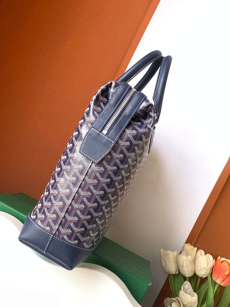Goyard Cisalpin Document Case 39 Cm Navy Blue Goyardine Canvas And Calfskin view 5